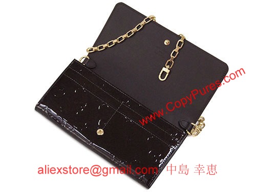 ルイヴィトンコピー財布　ヴィトン　LV　ヴェルニ　ファスナー長札　チェーン付き　長財布　ヴェルニ　ポルトフォイユサラ　チェーン　アマラント　M90088